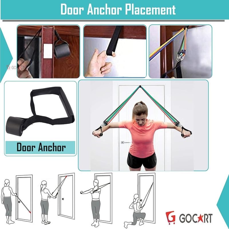 11 Piece Power Resistance Band Set Strength Training Yoga Sports Fitness