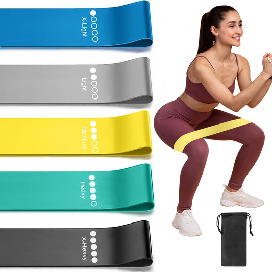Yoga Resistance Band 5 Piece Exercise Ring Exercise Belt Suitable for Home Fitness Physiotherapy and Carrying Bag
